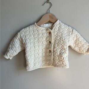 ZARA Baby Ivory Quilted Jacket Cardigan Cottagecore Neutral 1-3M Boho Scandi